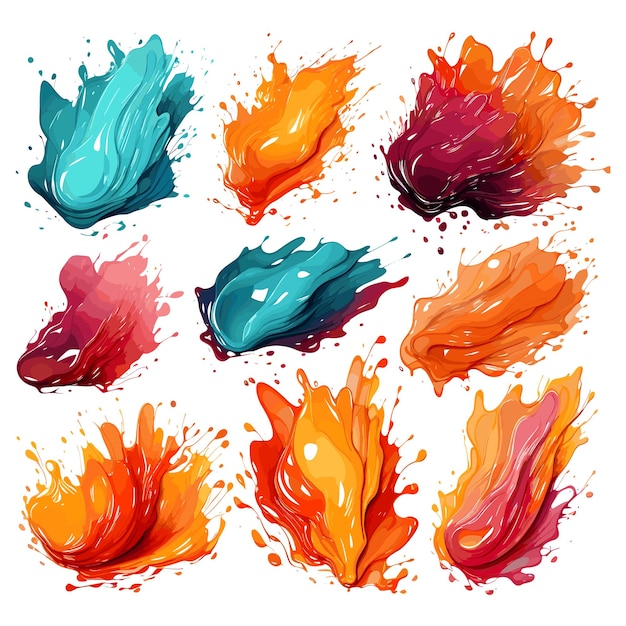 Colorful ink spots set vector illustration