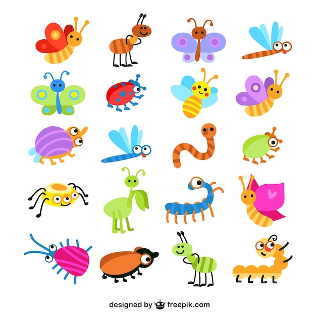 Vector colorful insects collection