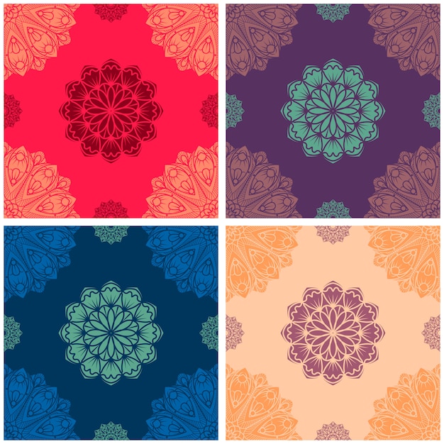 Vector colorful intricate mandala seamless pattern