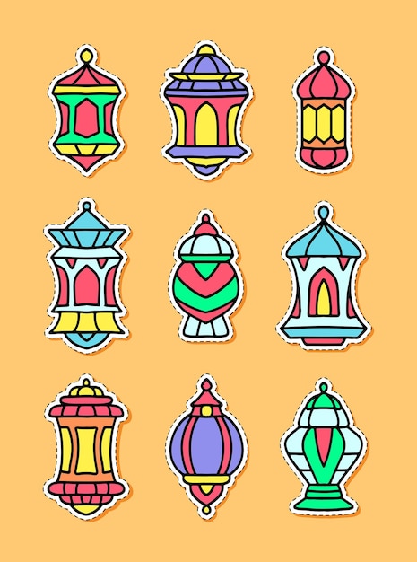 colorful islamic lantern sticker