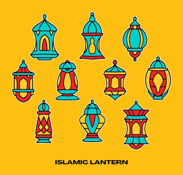 colorful islamic lantern sticker