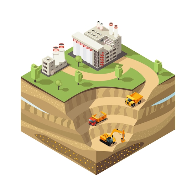 Colorful isometric diamond mining concept