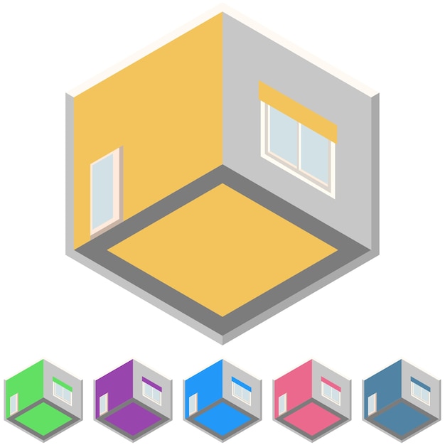 Vector colorful isometric empty house room