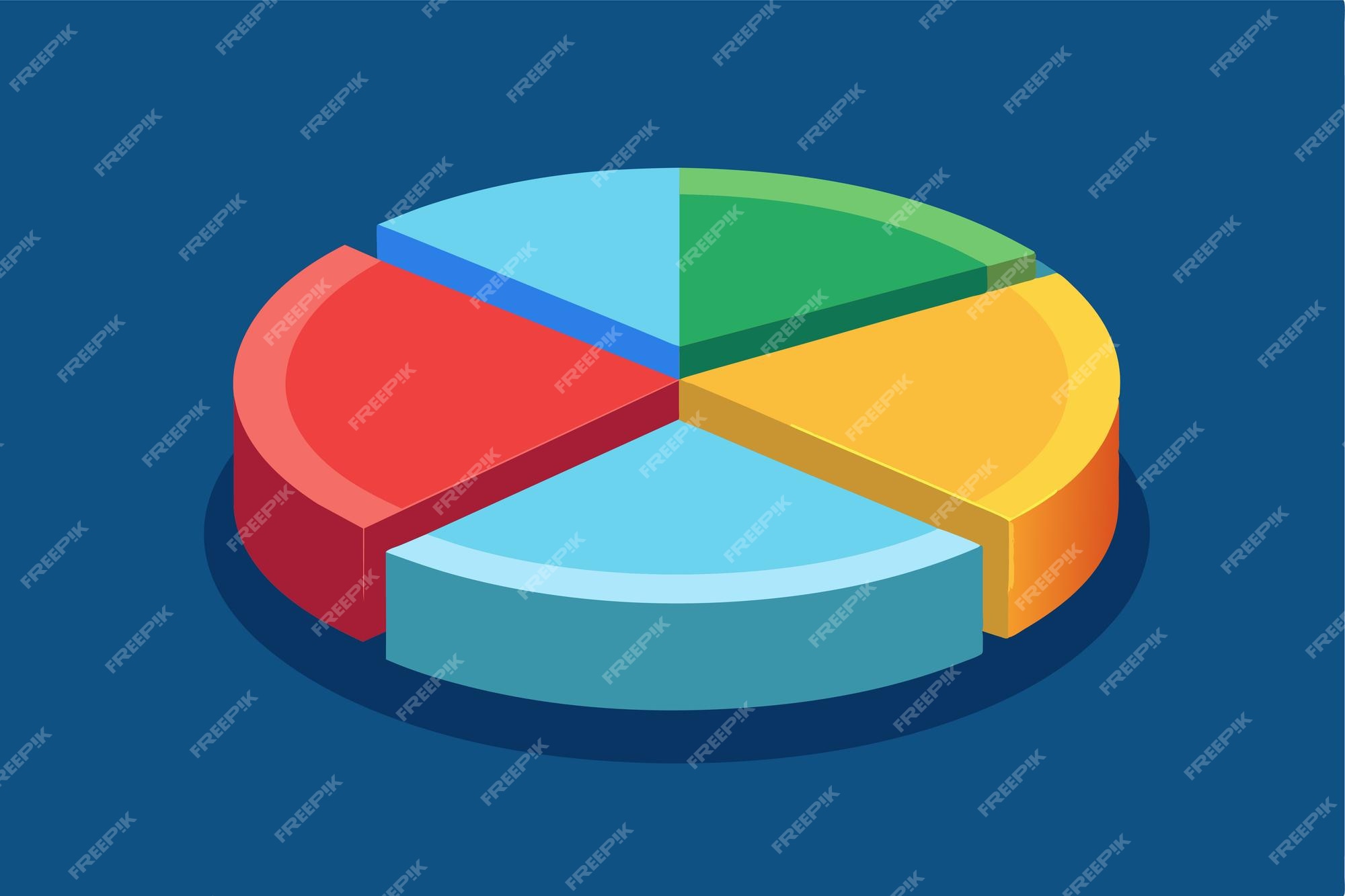 Colorful isometric pie chart with six slices of different sizes perfect ...