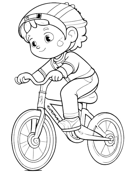 Vettore viaggio colorato vettoriale pagina da colorare di un giro in bicicletta per bambini