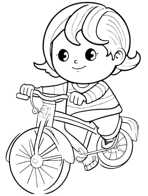 Vector colorful journey vector coloring page of a child's bicycle ride