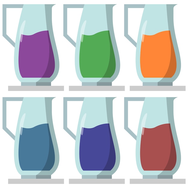 Vector colorful juice beverage containers element icon game asset flat illustration