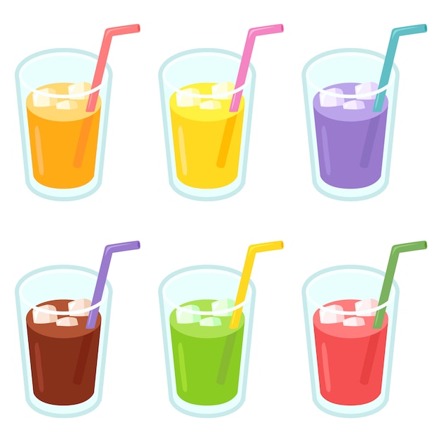 Vector colorful juice glasses illustration