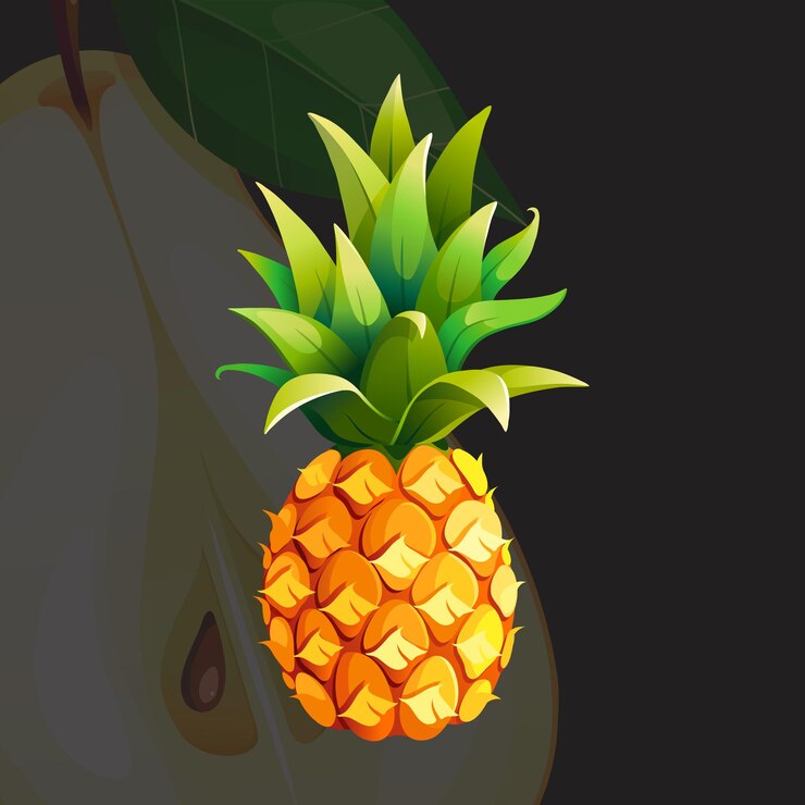 Vector colorful juicy pineapple vector illustration