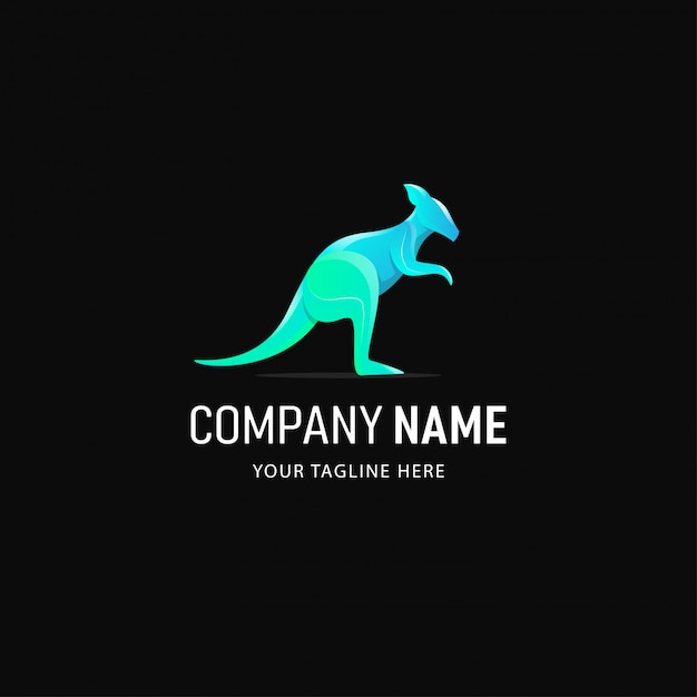 Canguro colorato logo design. logo animale stile sfumato