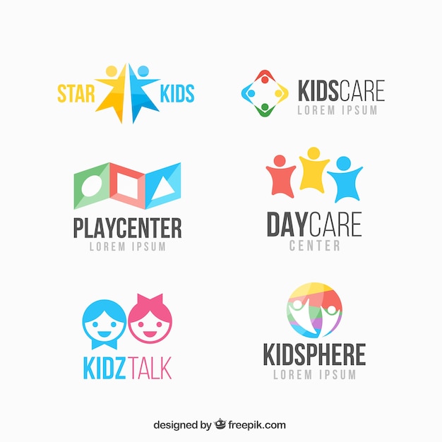 Vector colorful kid logo collection