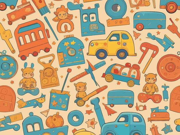 Vector colorful kid toys pattern vector background