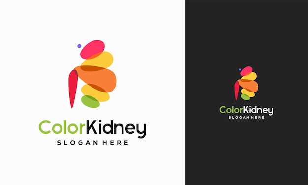 Colorful kidney care logo designs concept vector health kidney logo template designs