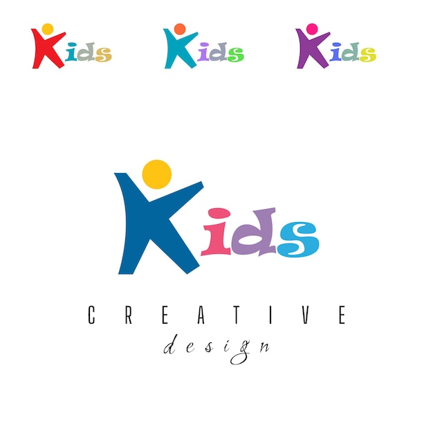 Vector colorful kids play logo vector children logo designs template design concept logo logotype