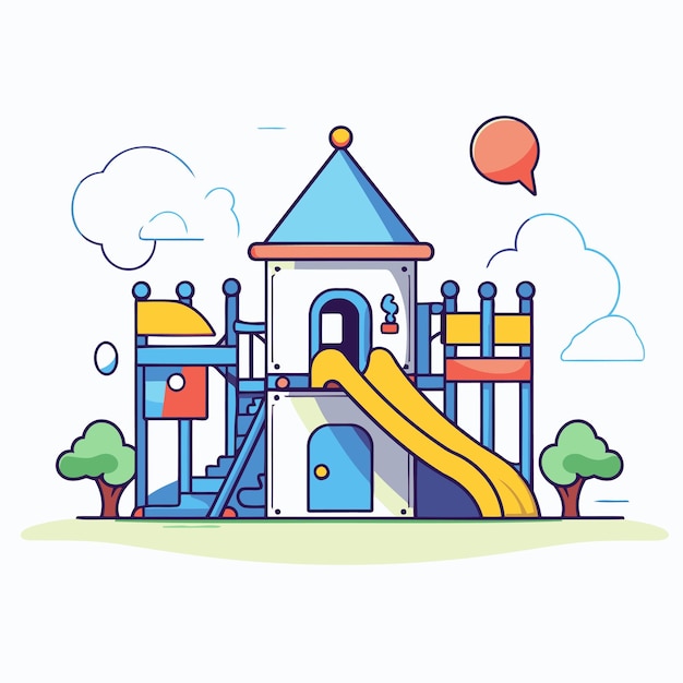 Colorful kids playground in flat style Vector illustration for children