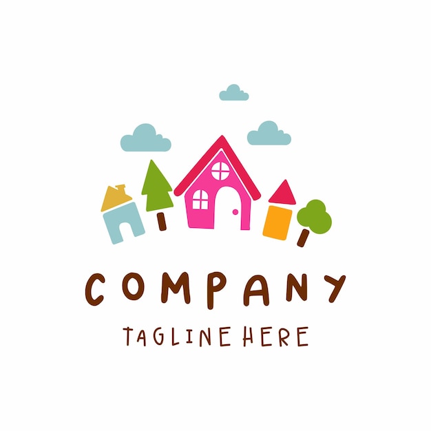 Colorful Kids Playhouse Logo Design Vector