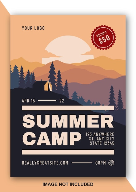 Vector colorful kids summer camp flyer