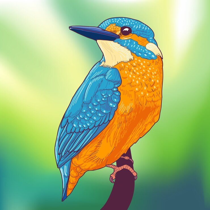 वेक्टर colorful kingfisher bird on a branch