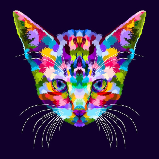 Вектор Красочный котенок на абстрактном поп-арт