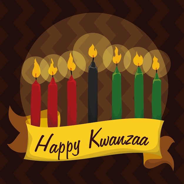 Colorful Kwanzaa candles in tribal background