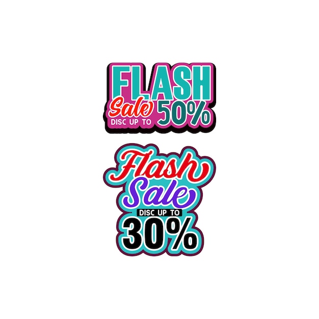 colorful label flash sale promotions vector design