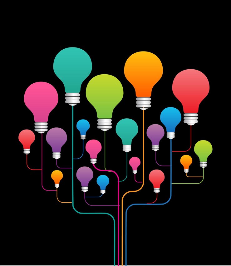 Vector colorful lamp idea text box