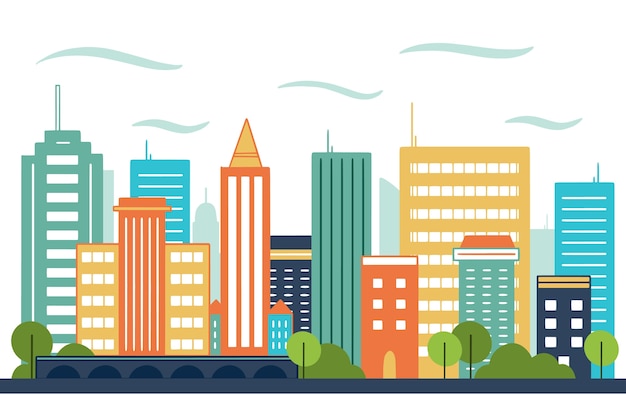 Vector colorful landmarks skyline