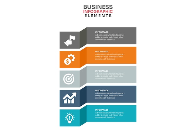 Colorful layout with 5 points of steps or list with arrows infographic element template vector