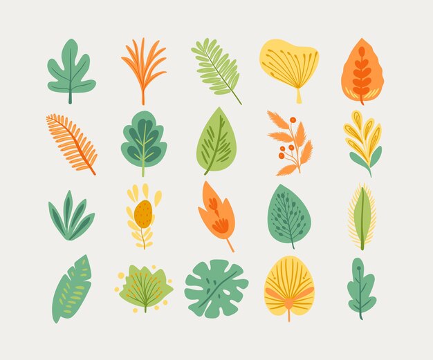 Vector colorful leaf clipart collection stock vector