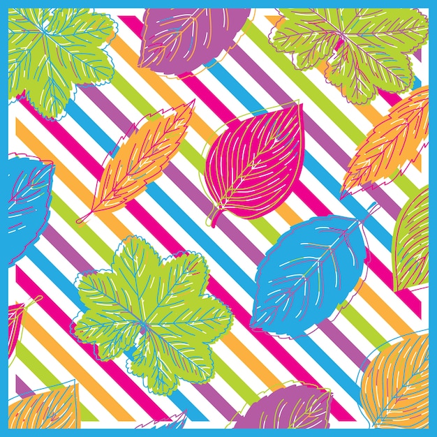 Colorful Leaves Motif Fabric Background