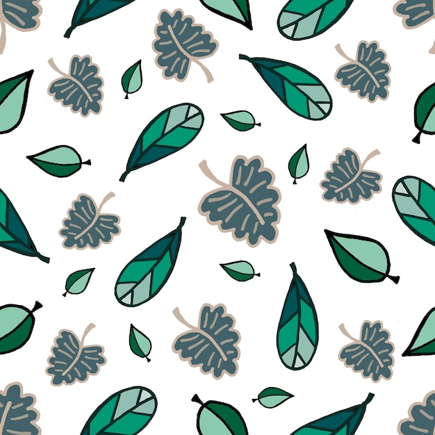 Vector colorful leaves seamless pattern set