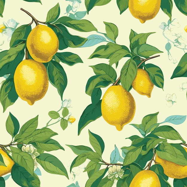 Vector colorful lemons pattern seamless