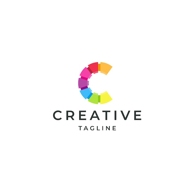 Colorful letter c abstract logo icon design template