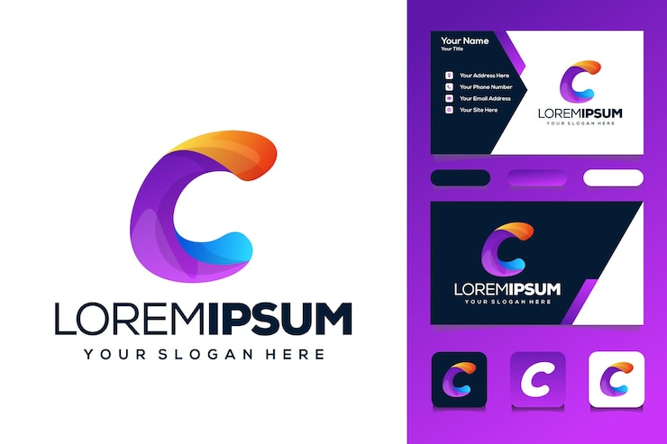 Vector colorful letter c logo design bus business card