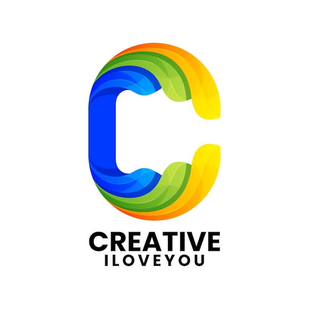 Colorful letter c logo design