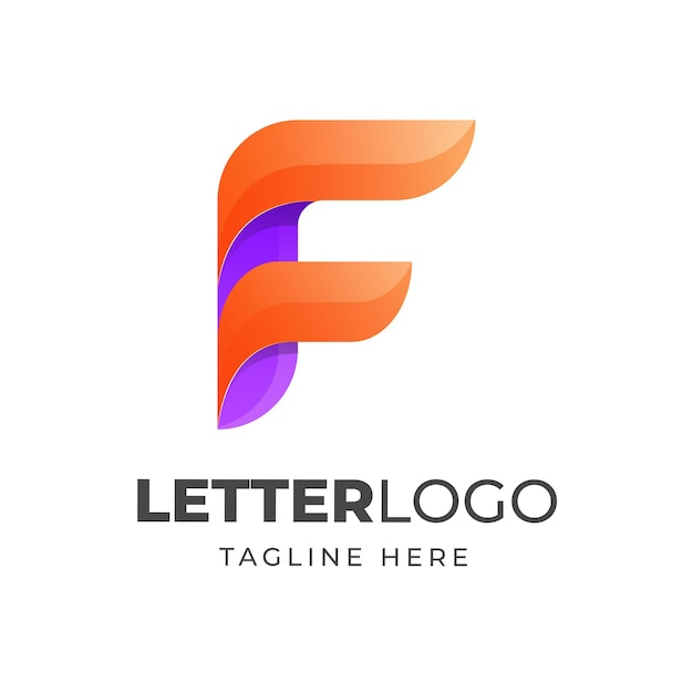 Design del logo colorato lettera f.