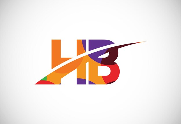 Colorful letter h b logo design vector modern logo for business company visual identity in low poly art style