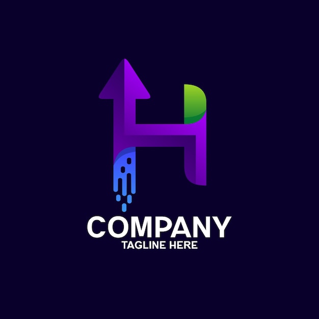 Colorful letter h with arrow logo design