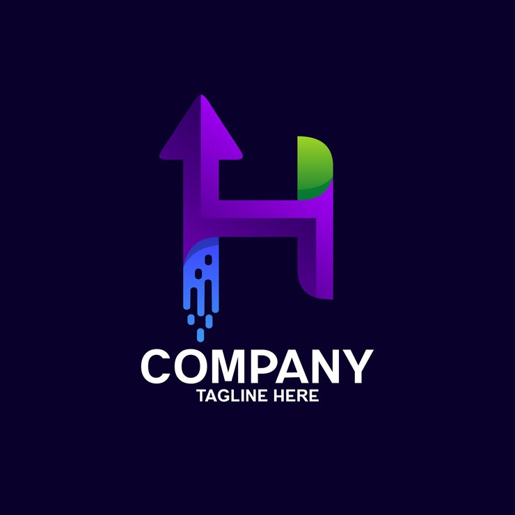 Colorful letter h with arrow logo design
