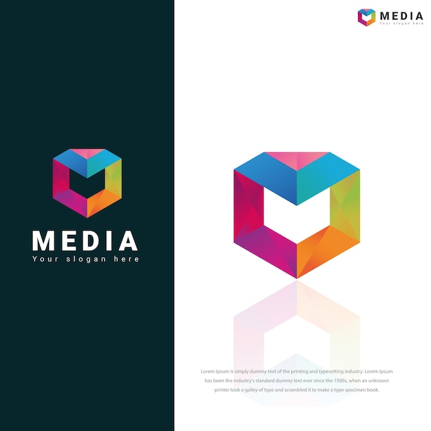 Colorful letter M media logo