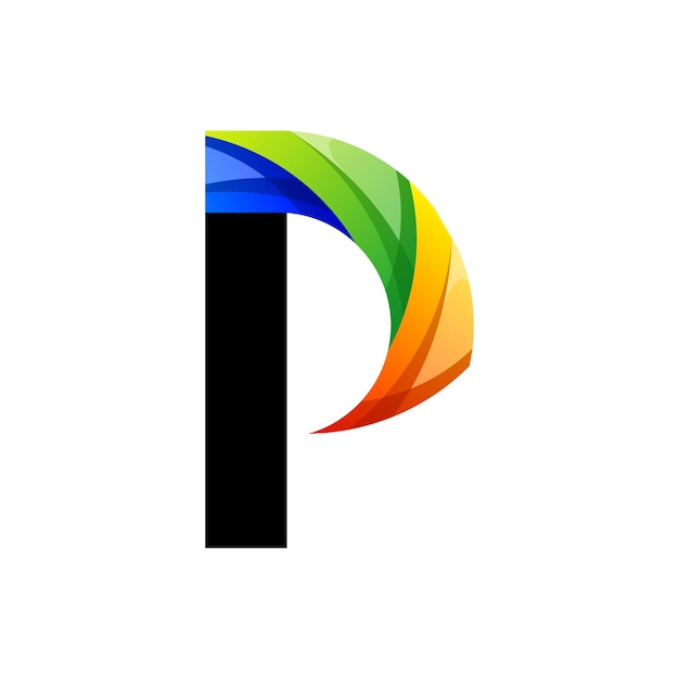 colorful letter p icon logo design