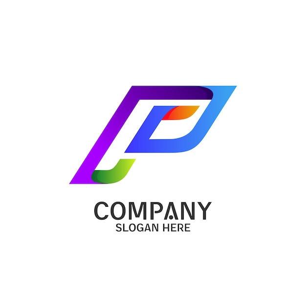Красочный дизайн логотипа буква p