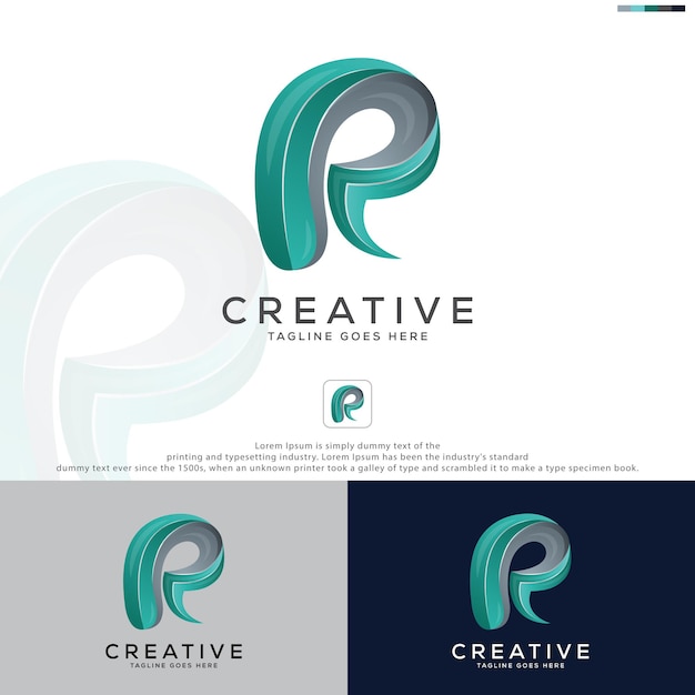 Vector colorful letter r logo template abstract letter r 3d llogo