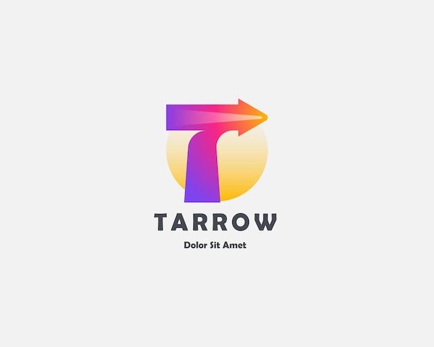 Colorful letter t with arrow logo gradient