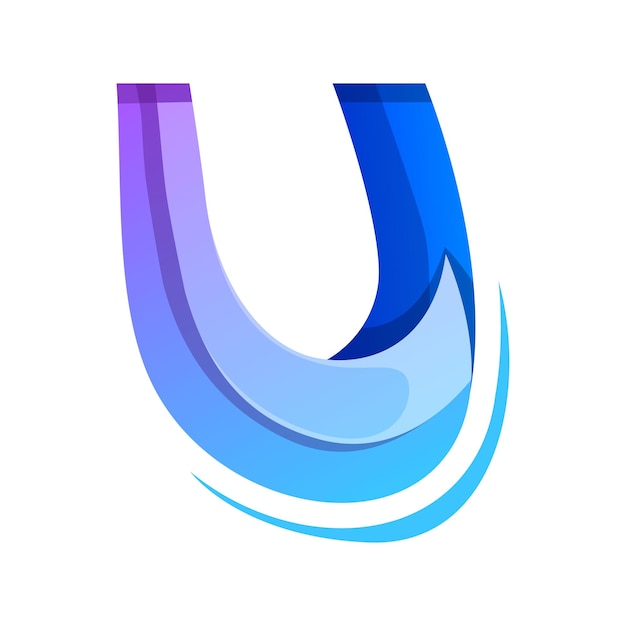 다채로운 글자 U 아이콘 로고 디자인