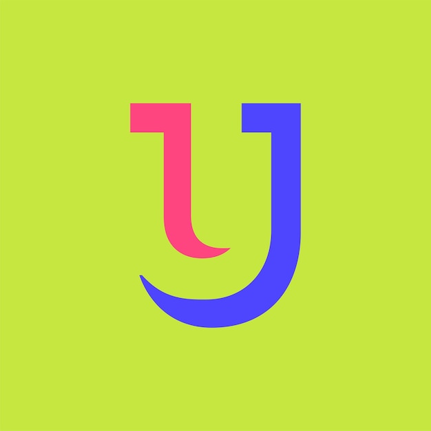 Colorful letter U modular typeface, with sharp, bold, masculine, but playful style.