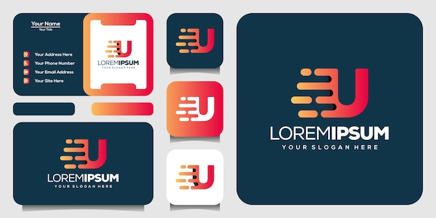 Lettera colorata u con logo design veloce