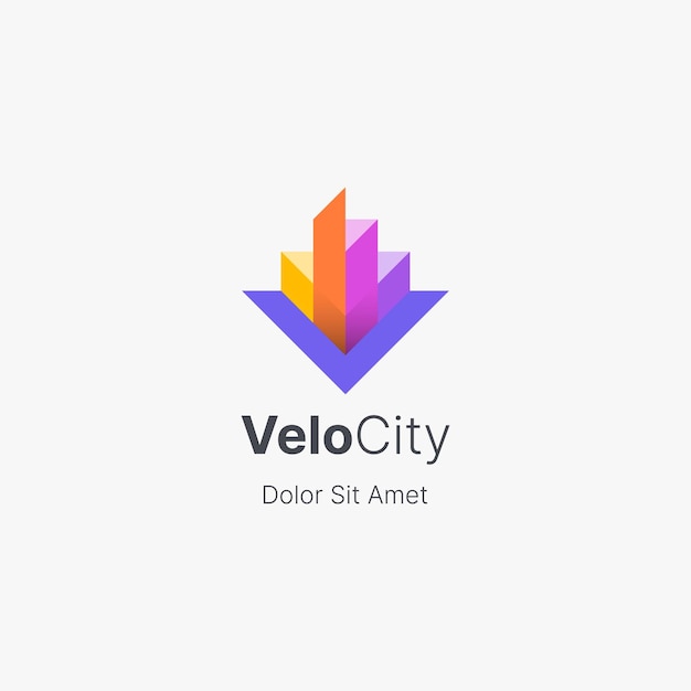 Vector colorful letter v with build city logo