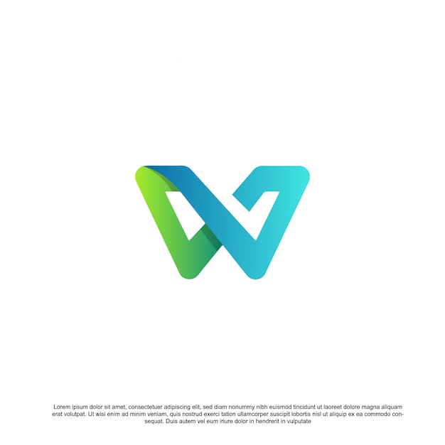 Colorful letter W or V logo design