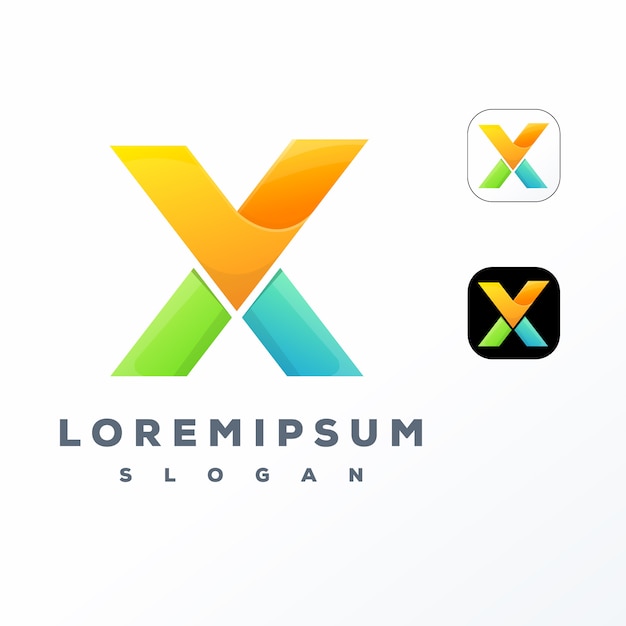 Colorful letter X logo design  